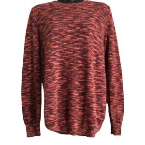 LOFT Womens Sweater Size Medium Long Sleeve Crew Neck Spacedye Shirttail Coral